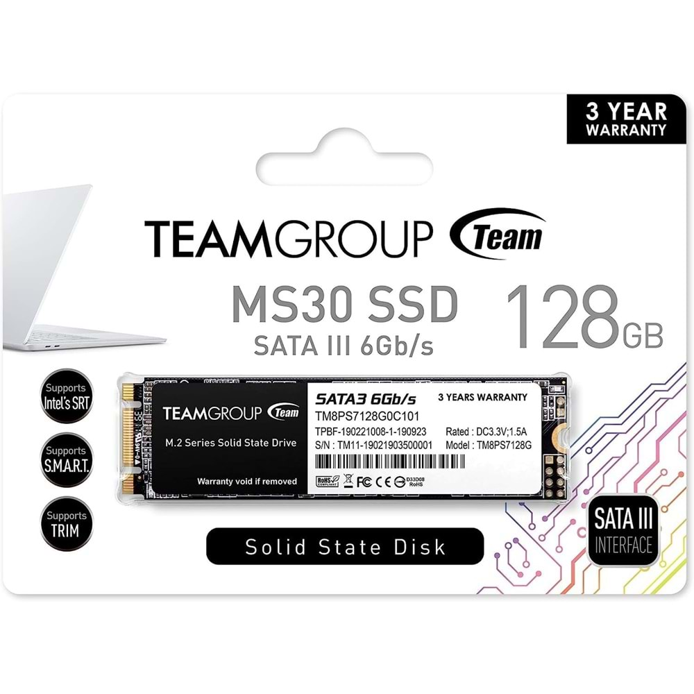 TEAM TM8PS7128G0C101 128GB TEAM M.2-2280 500/300MB SATA3 MS30 SSD