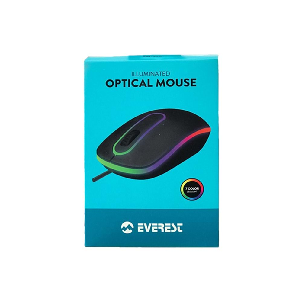 Everest SM-166 Usb Siyah Işıklı Optik Mouse