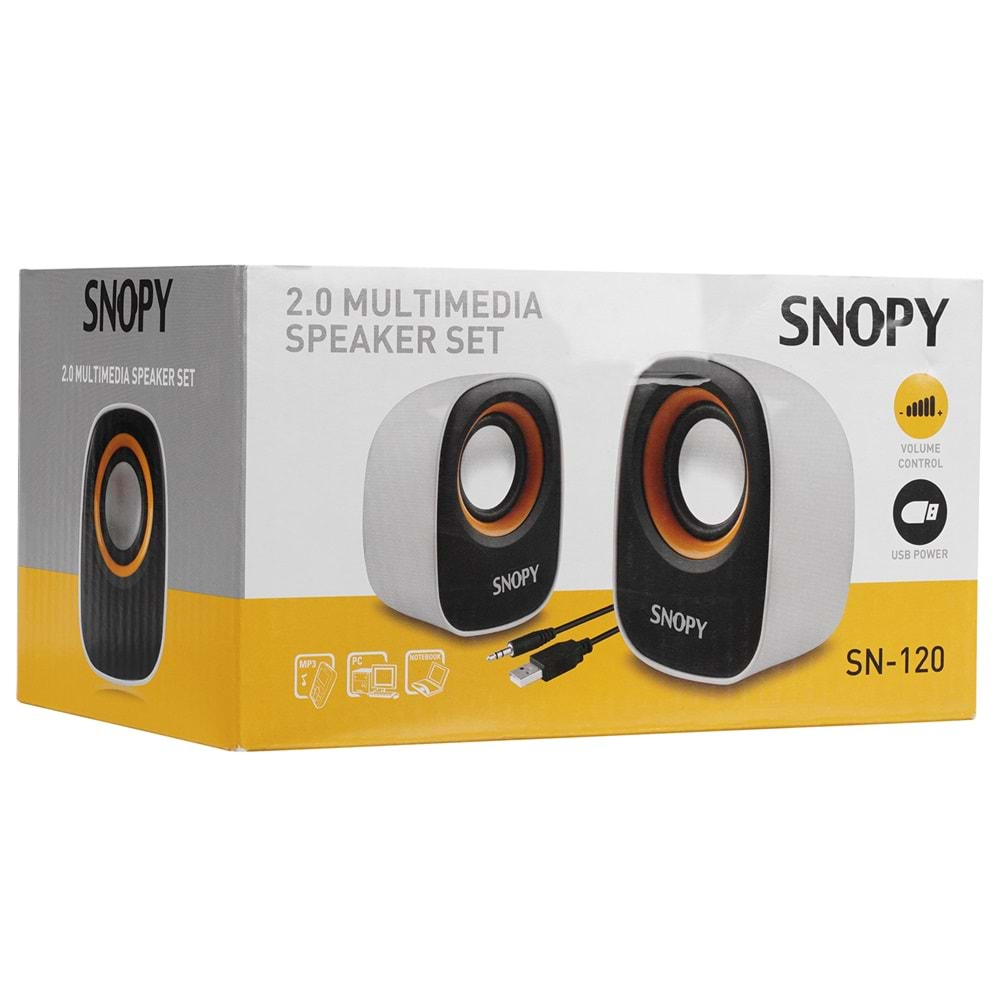 Snopy SN- 120 2.0 Beyaz/Sarı USB Speaker