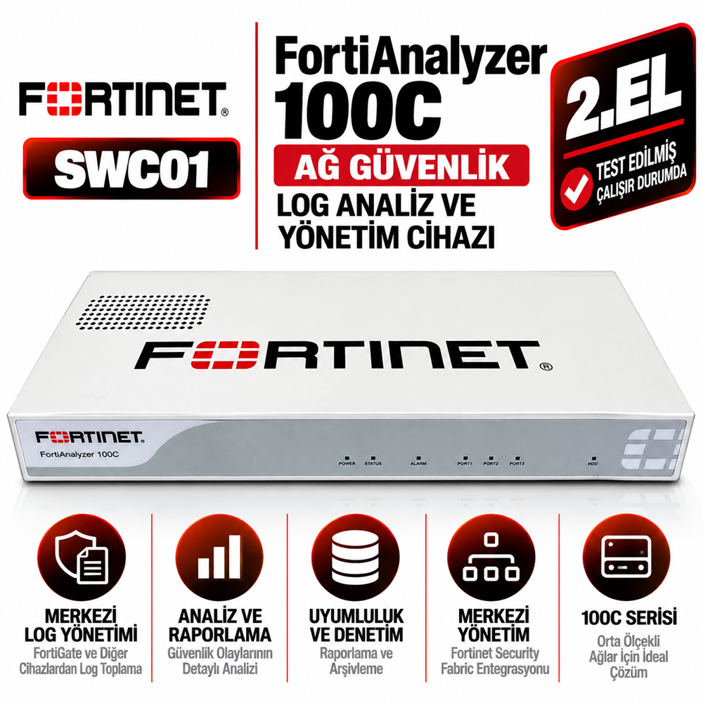 Fortinet FortiAnalyzer 100C 2.EL Ağ Güvenlik Log Analiz ve Yönetim Cihazı