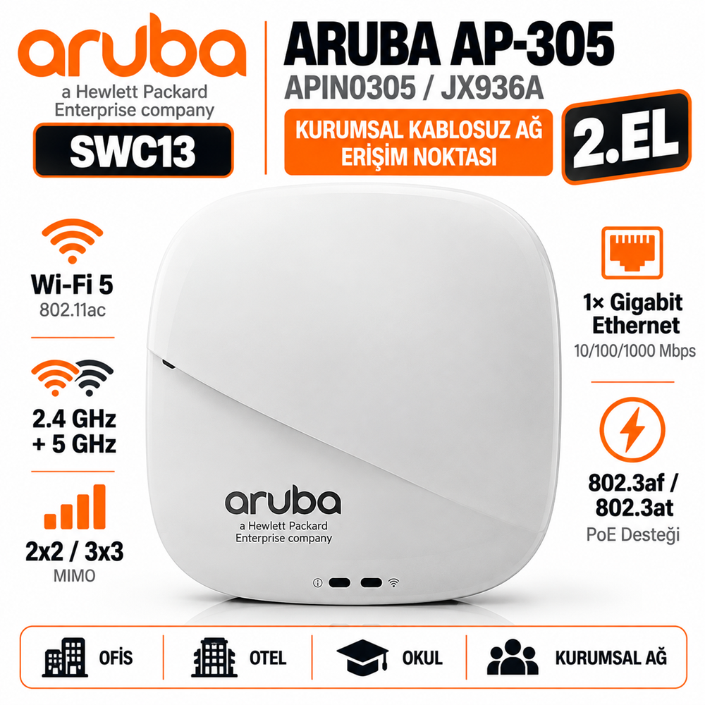 ARUBA AP-305 (APIN0305) 2.EL Kurumsal Kablosuz Ağ Erişim Noktası (Wi-Fi Access Point)