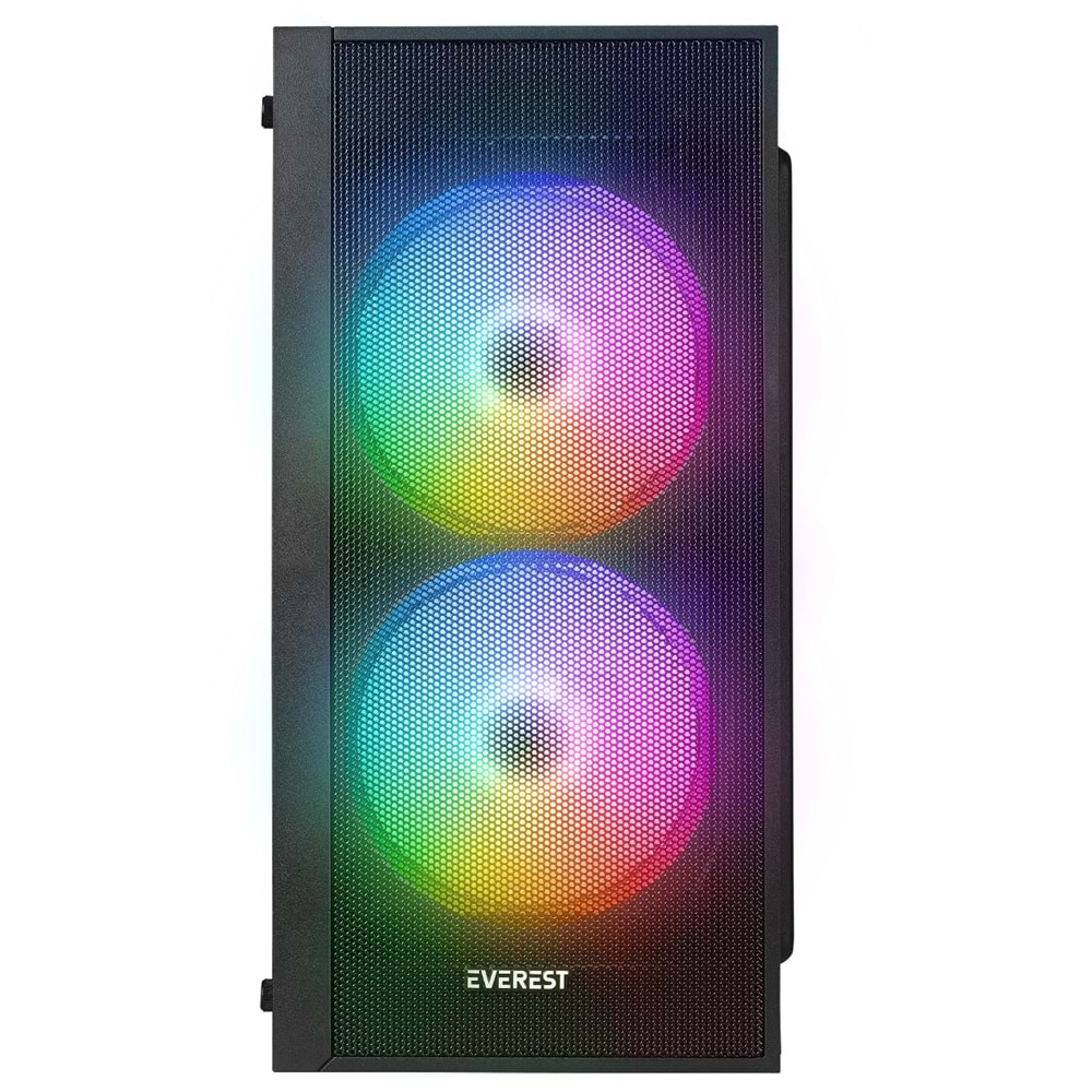 Everest MINION Mesh PEAK 2* 12cm Rainbow Fan Akrilik Yan Panel M-ATX Mini-T Gaming Oyuncu Kasası