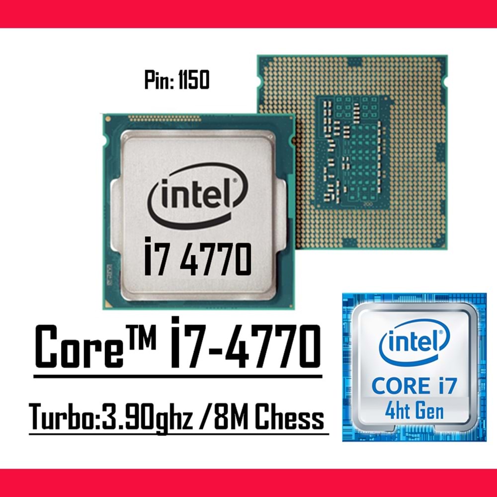 Intel® Core™ i7 4770 3.90 Ghz 8mb Cache Lga 1150p Tray Masaüstü Bilgisayar İşlemci