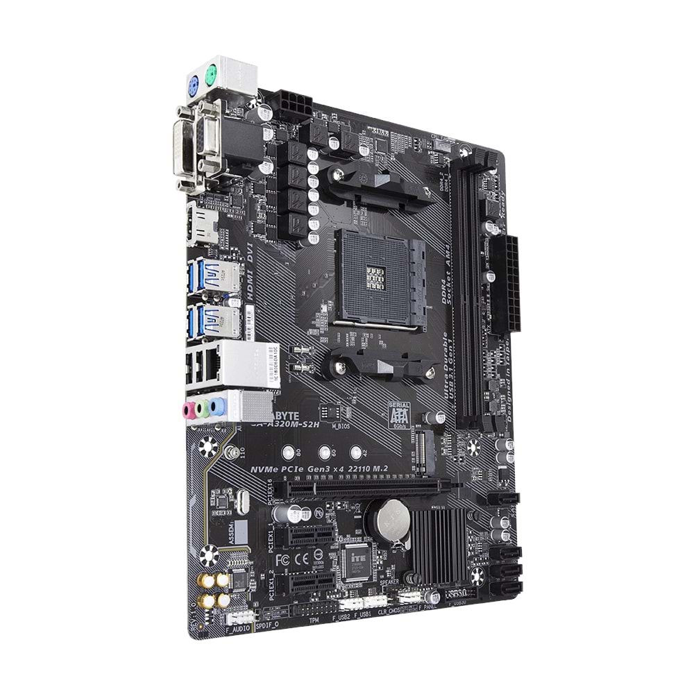 Gıgabyte A320M S2H 3200MHz DDR4 Soket AM4 M.2 HDMI DVI VGA mATX Anakart