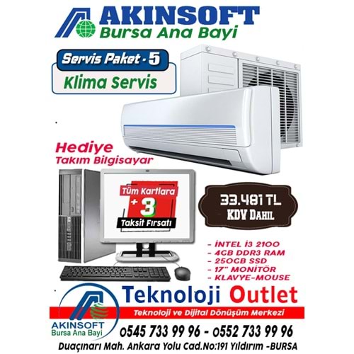 Akınsoft Anabayi TeknolojiOutlet Paket 5 Klima Servis + Hediye Pc