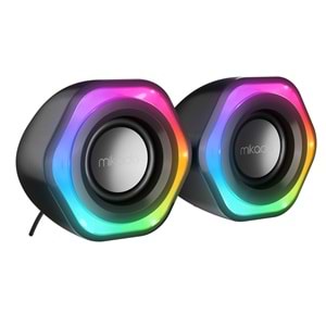 Mikado MD-176 2.0 3W*2 Siyah RGB Aydınlatmalı USB + 3.5mm USB 5V Speaker Hoparlör