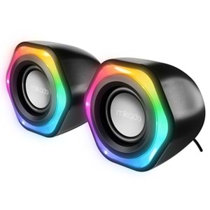 Mikado MD-176 2.0 3W*2 Siyah RGB Aydınlatmalı USB + 3.5mm USB 5V Speaker Hoparlör