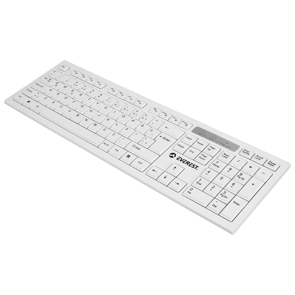 Everest KM-6121 Beyaz Kablosuz Q Slim Klavye + Mouse Set