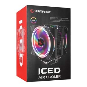 Rampage ICED120-RGB 42.5CFM 2000RPM Çift 12cm AMD/Intel LGA1200 Uyumlu S-RGB Hava Soğutmalı CPU Fan