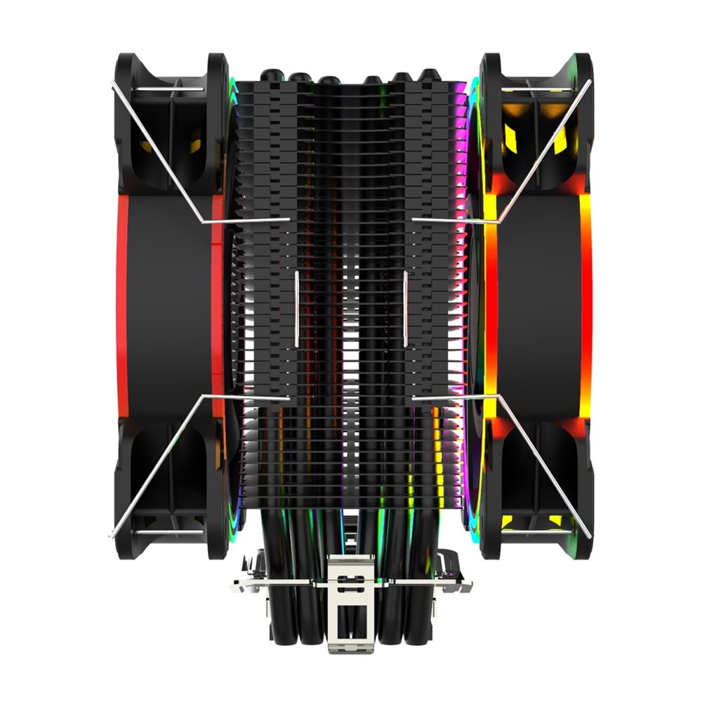Rampage ICED120-RGB 42.5CFM 2000RPM Çift 12cm AMD/Intel LGA1200 Uyumlu S-RGB Hava Soğutmalı CPU Fan