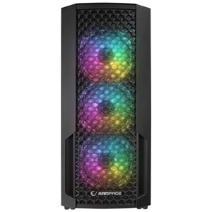 Rampage SHELOB Mesh+Temperli Cam 4*ARGB Infinity Fan+Hub E-ATX Mid-T Gaming Oyuncu Kasası