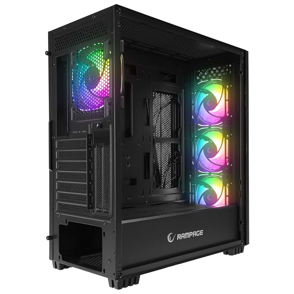 Rampage SHELOB Mesh+Temperli Cam 4*ARGB Infinity Fan+Hub E-ATX Mid-T Gaming Oyuncu Kasası