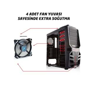 Everest Rampage 72 No BLACK PSU Siyah Usb 3.0 12cm Led Fan Oyun Kasa