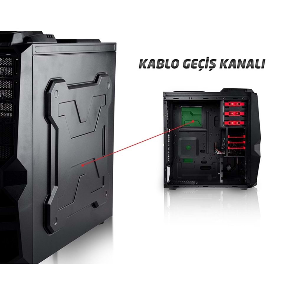 Everest Rampage 72 No BLACK PSU Siyah Usb 3.0 12cm Led Fan Oyun Kasa