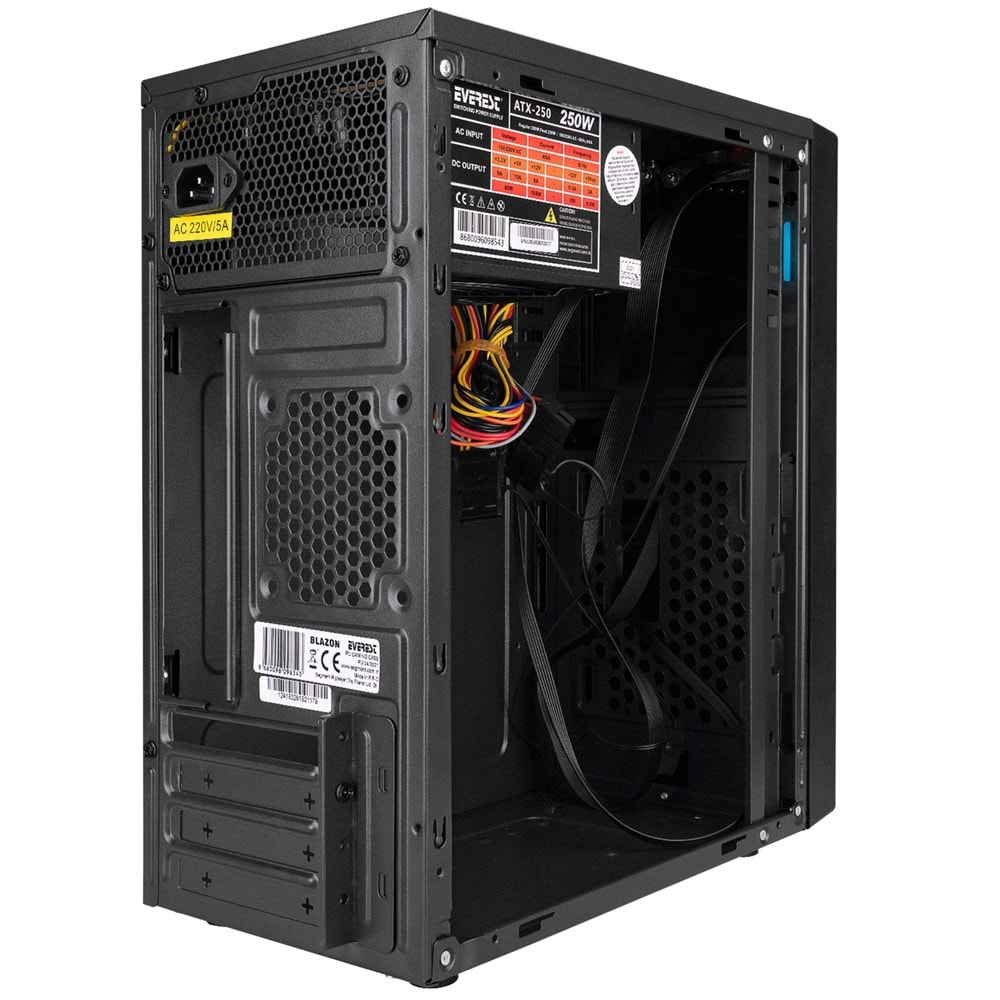 Everest BLAZON RGB Led Şeritli Peak 250W Akrilik Yan Panel M-ATX Mini-T Gaming Oyuncu Kasası