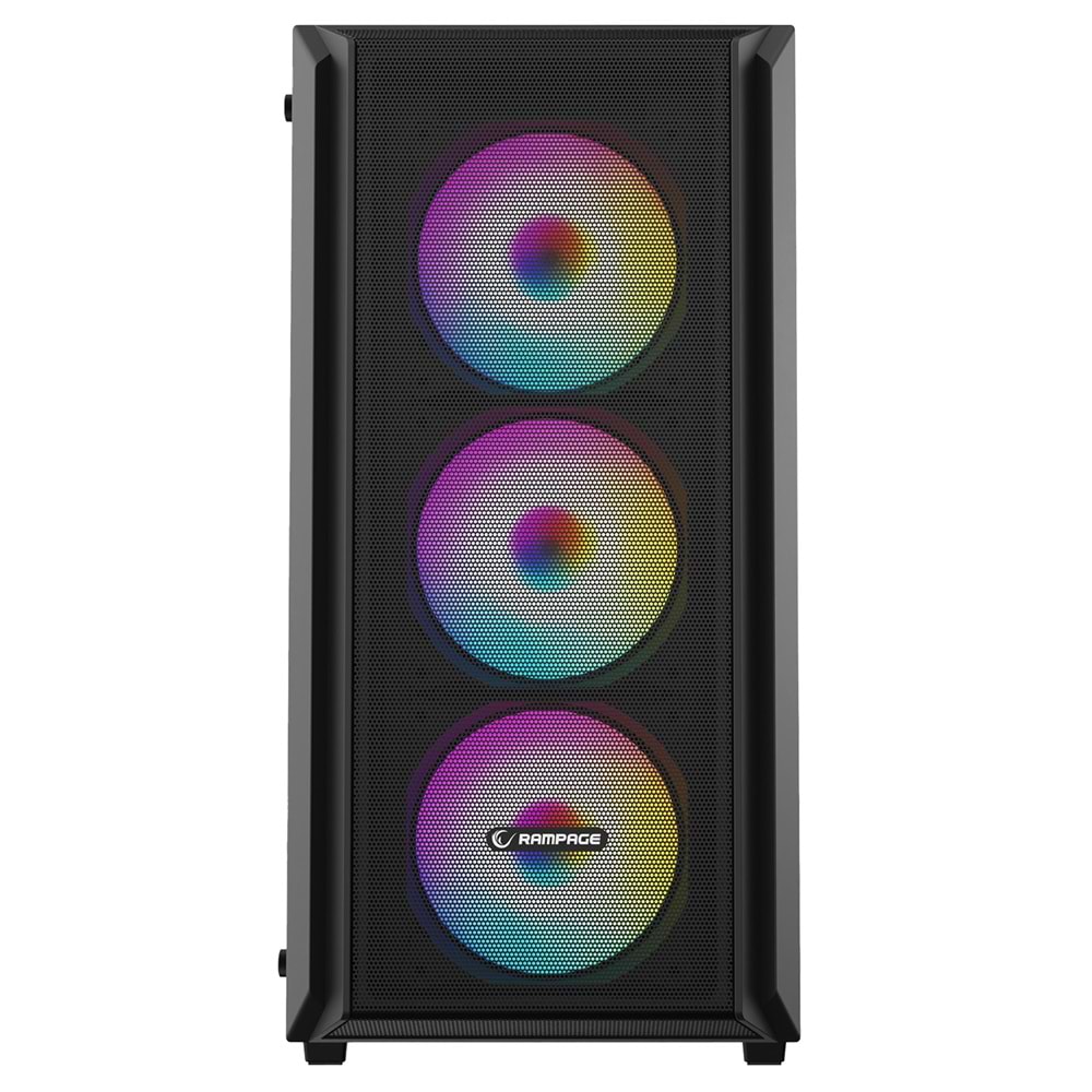 Rampage BETA MESH 650W 80 Plus Standart 4*12cm ARGB Fan Temperli Camlı Mid-T Siyah Oyuncu Kasası