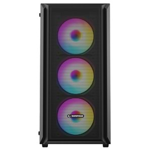 Rampage BETA MESH 650W 80 Plus Standart 4*12cm ARGB Fan Temperli Camlı Mid-T Siyah Oyuncu Kasası
