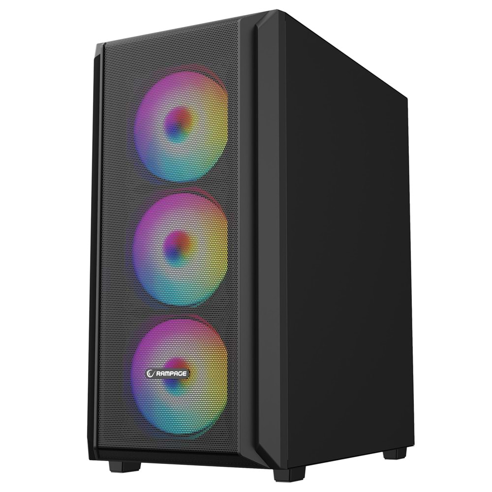 Rampage BETA MESH 650W 80 Plus Standart 4*12cm ARGB Fan Temperli Camlı Mid-T Siyah Oyuncu Kasası