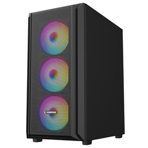 Rampage BETA MESH 650W 80 Plus Standart 4*12cm ARGB Fan Temperli Camlı Mid-T Siyah Oyuncu Kasası