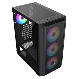 Rampage BETA MESH 650W 80 Plus Standart 4*12cm ARGB Fan Temperli Camlı Mid-T Siyah Oyuncu Kasası