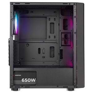 Rampage CARISMA MESH 650W 80+ 4*12cm Rainbow Temperli Camlı ATX Mid-T Gaming Oyuncu Kasası