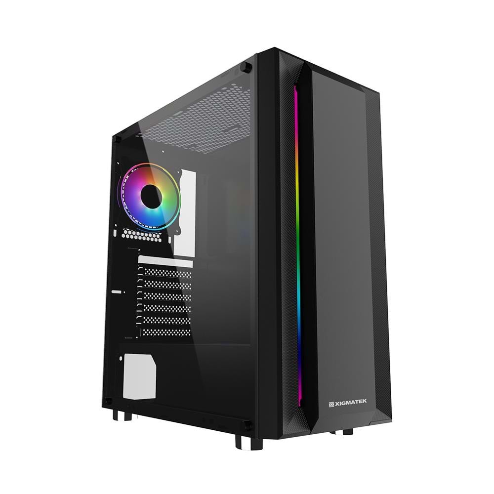 Xigmatek EN49974 HELIOS 550W Temper Camlı 1*12cm Rainbow Led Şeritli Mid-T Gaming Oyuncu Kasası