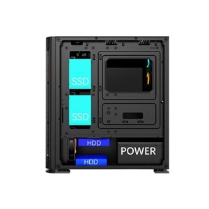 Rampage TRAPPER Temper Camlı 650Watt 80Plus Bronze Siyah 3*14cm + 1*12cm ARGB Fanlı Gaming Oyuncu Kasası