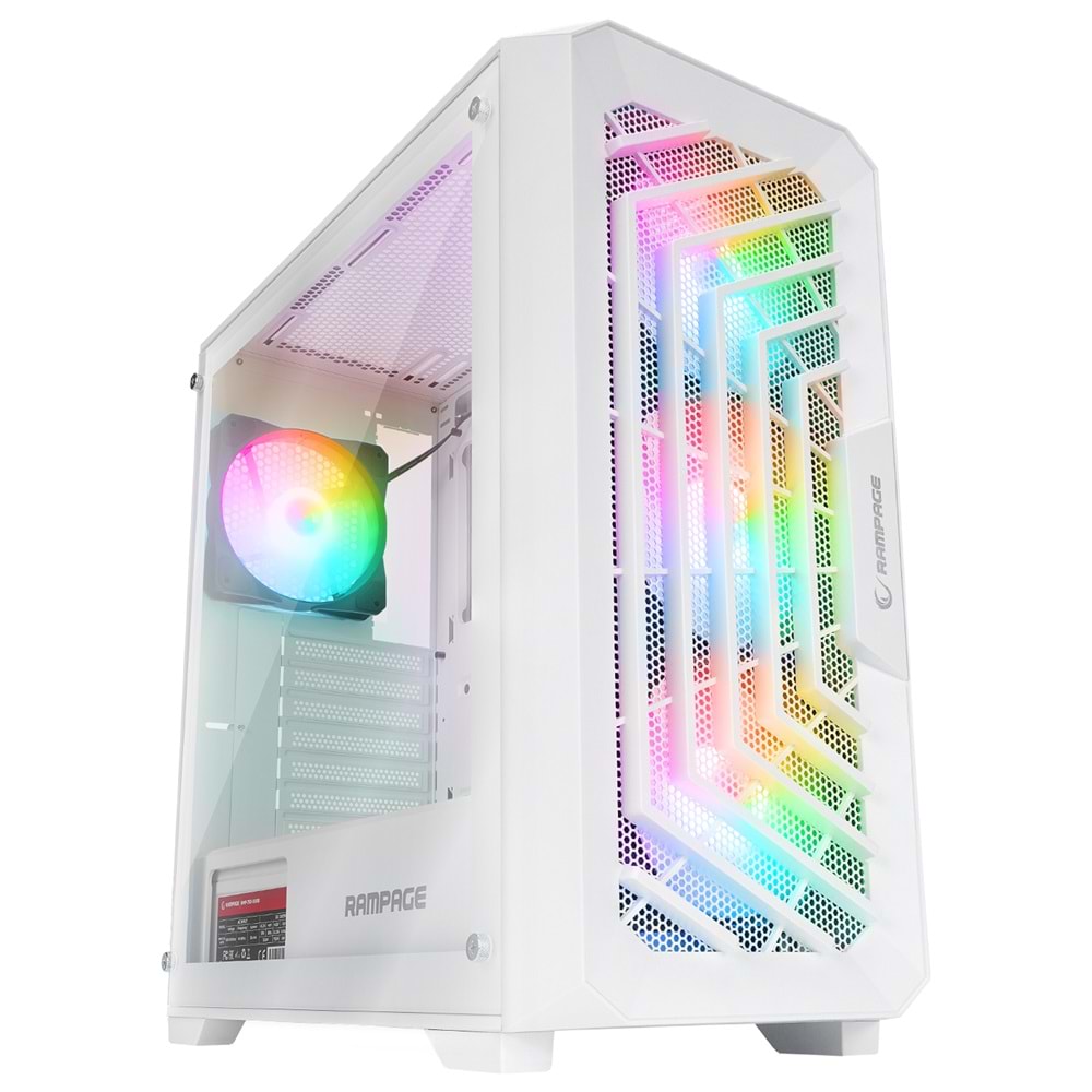 Rampage SPEAR 750W 80+ BRONZE Beyaz 4*RGB Auto Fan ATX Mid-T Gaming Oyuncu Kasası