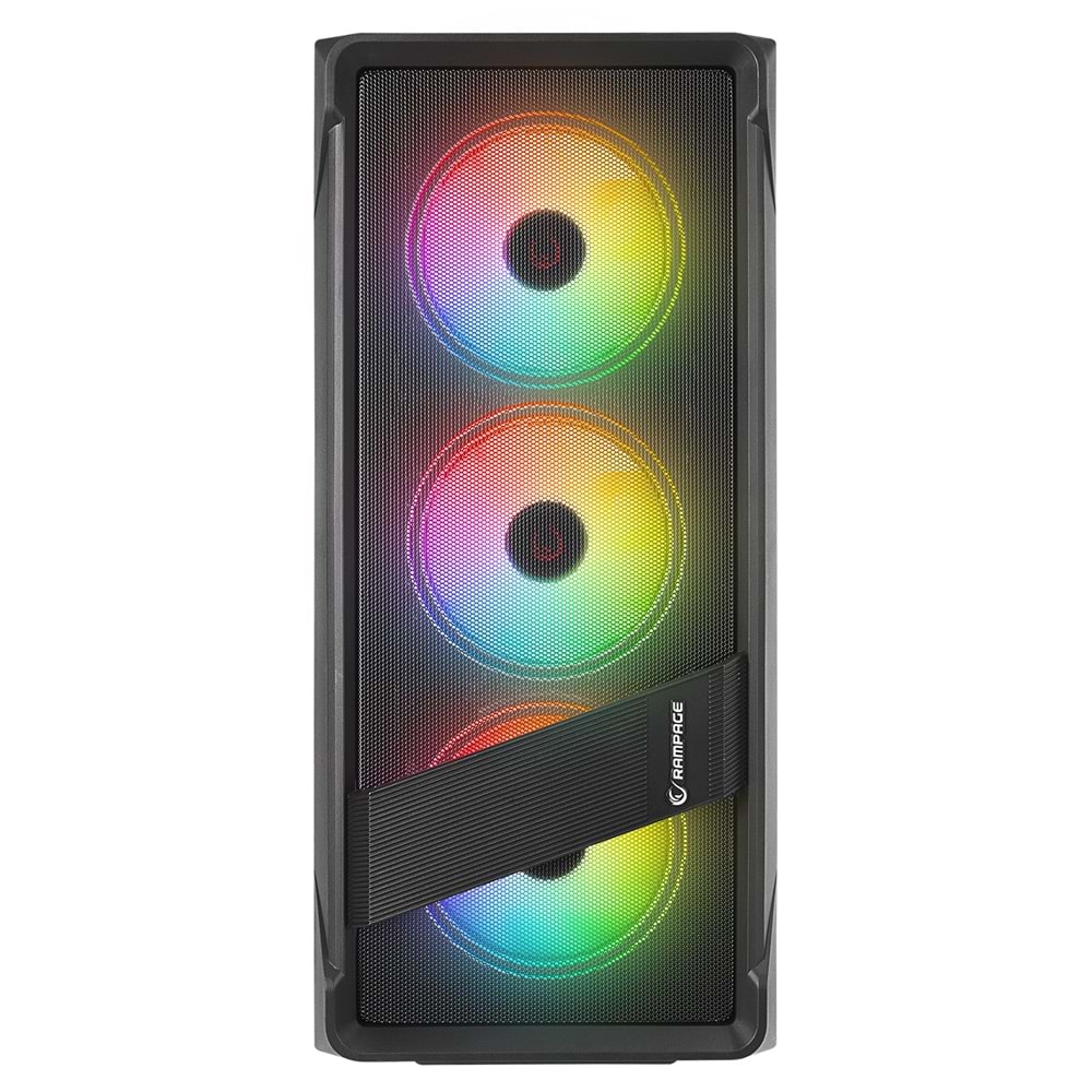 Rampage BLADE Mesh Temperli Camlı Siyah 4*12cm Sabit RGB Fan ATX Mid-T Gaming Oyuncu Kasası