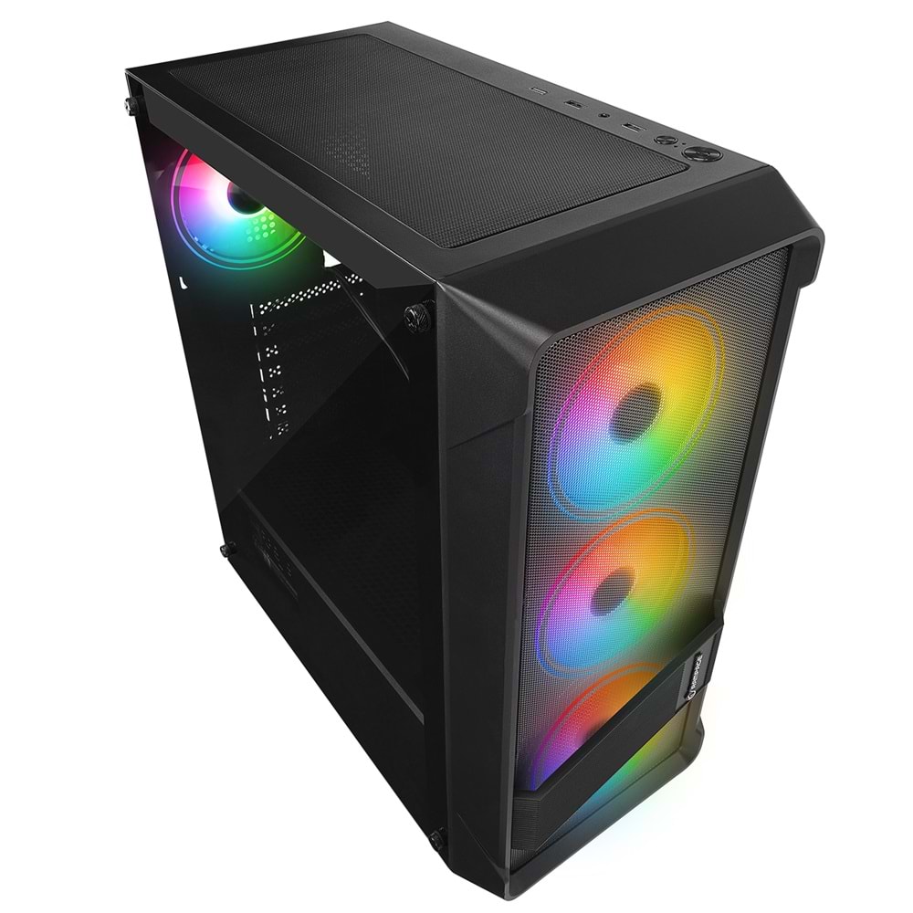 Rampage BLADE Mesh Temperli Camlı Siyah 4*12cm Sabit RGB Fan ATX Mid-T Gaming Oyuncu Kasası