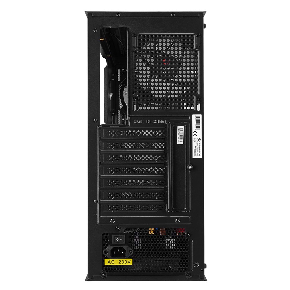 Rampage BLADE Mesh Temperli Camlı Siyah 4*12cm Sabit RGB Fan ATX Mid-T Gaming Oyuncu Kasası