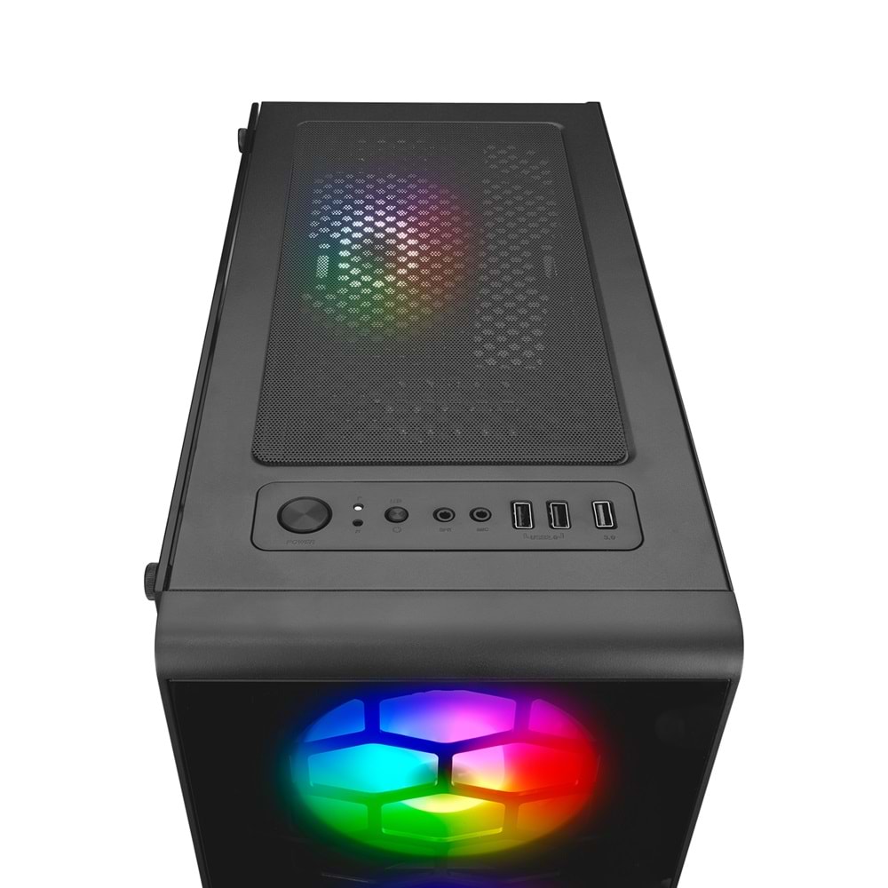 Rampage REDSKY RGB 4*12cm RGB Fan Temperli Camlı Mid-T Gaming Oyuncu Kasası