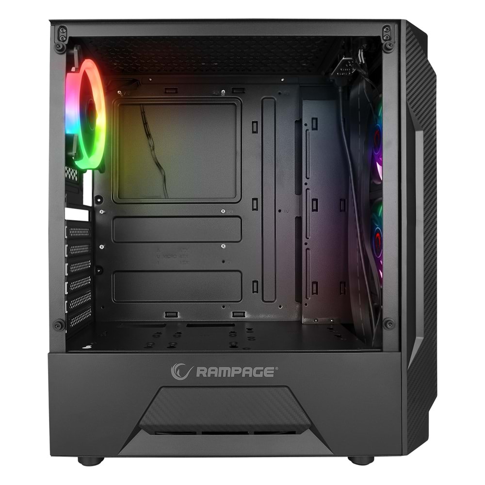 Rampage FUSION 4*12cm Rainbow Temperli Camlı ATX Mid-T Gaming Oyuncu Kasası