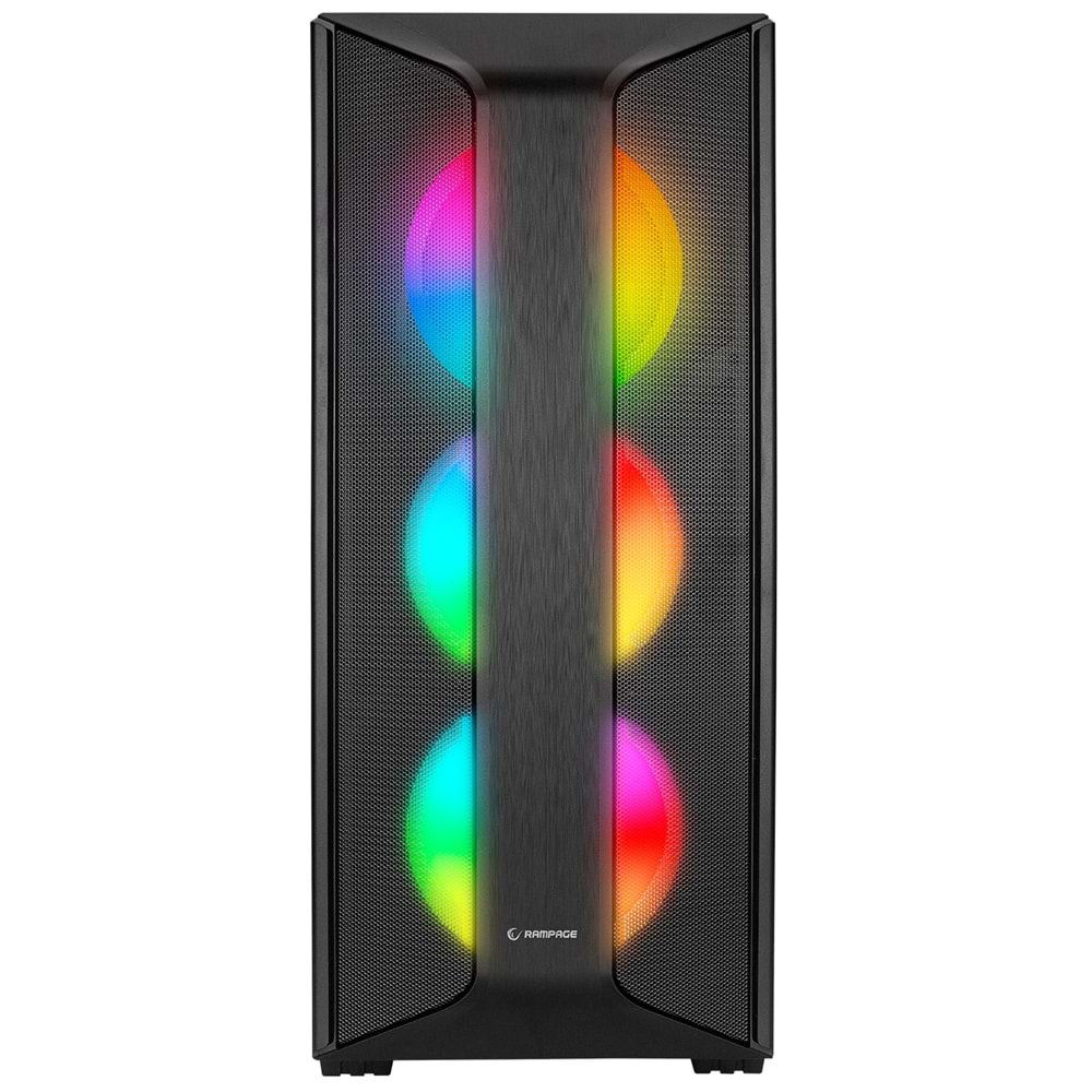 Rampage SAILOR Temperli Camlı Siyah 4*12cm Rainbow Fanlı ATX Mid-T Gaming Oyuncu Kasası