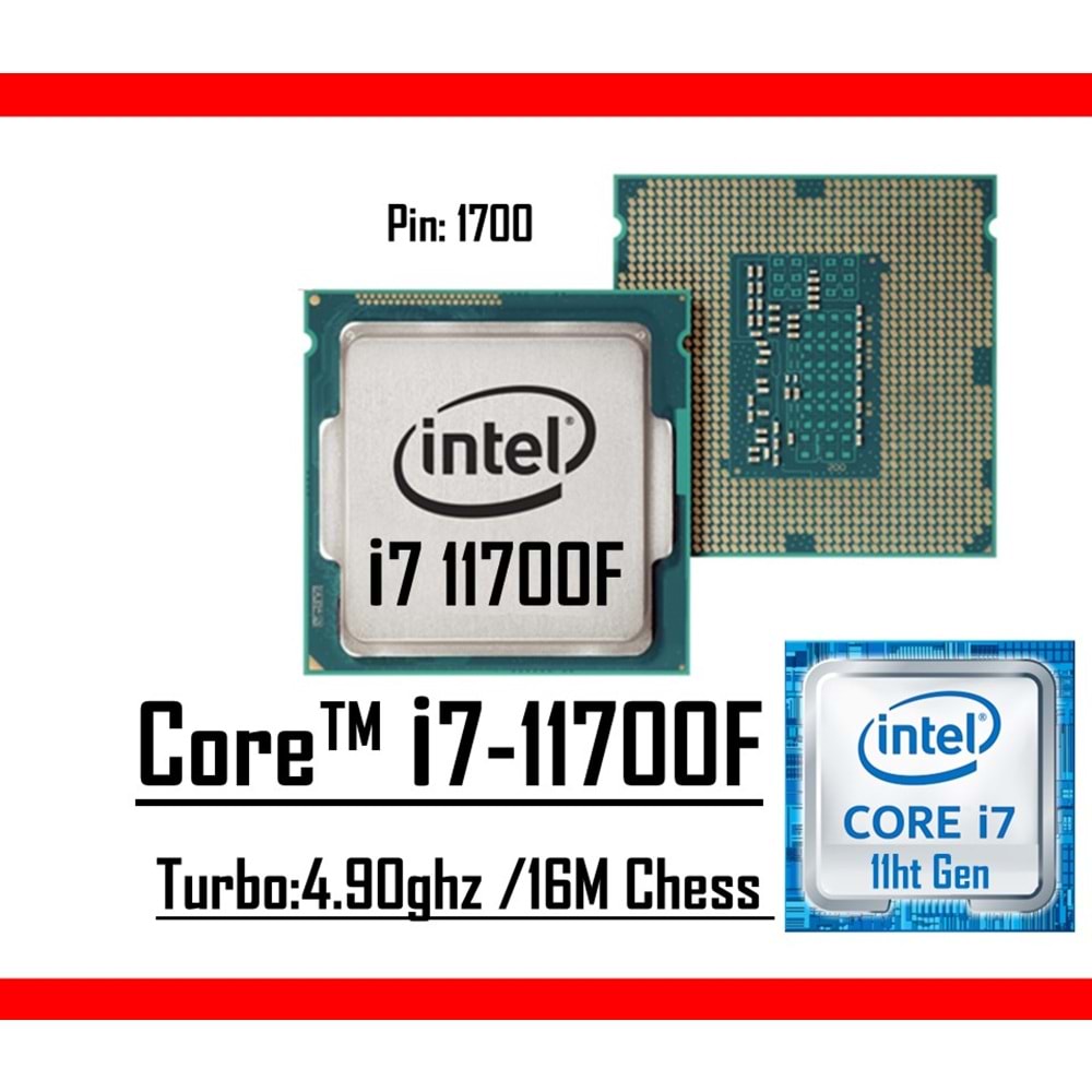 Intel® Core™ i7 11700F 2.5 Ghz 16mb Cache Lga 1200p Tray Masaüstü Bilgisayar İşlemci