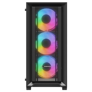 Rampage VOYAGER 750W 80+ BRONZE Siyah 4*RGB Auto Fan ATX Mid-T Gaming Oyuncu Kasası