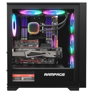 Rampage VOYAGER 750W 80+ BRONZE Siyah 4*RGB Auto Fan ATX Mid-T Gaming Oyuncu Kasası