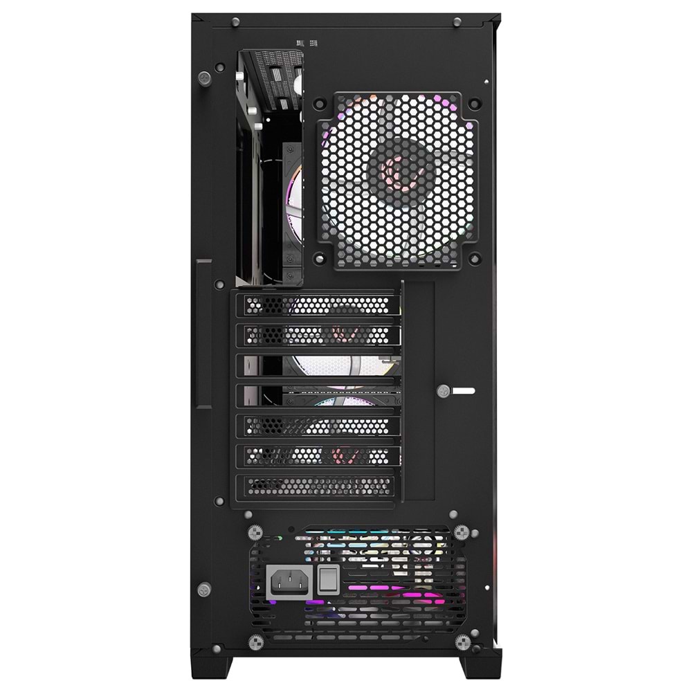 Rampage VOYAGER 750W 80+ BRONZE Siyah 4*RGB Auto Fan ATX Mid-T Gaming Oyuncu Kasası