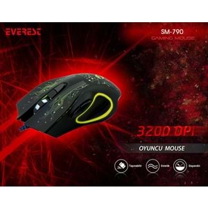 Everest SM-790 SWANKY Siyah 3200 DPİ Gaming Oyuncu Mouse