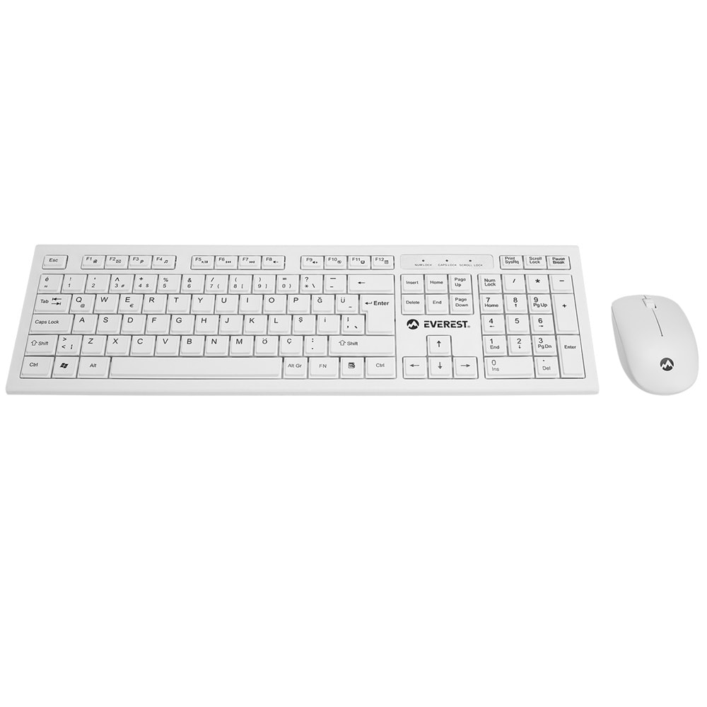 Everest KM-7500 Beyaz Kablosuz Q Multimedia Klavye + Mouse Set