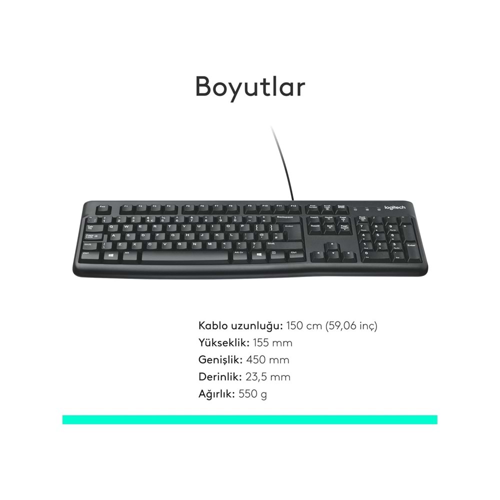 Logitech K120 Kablolu Q Klavye