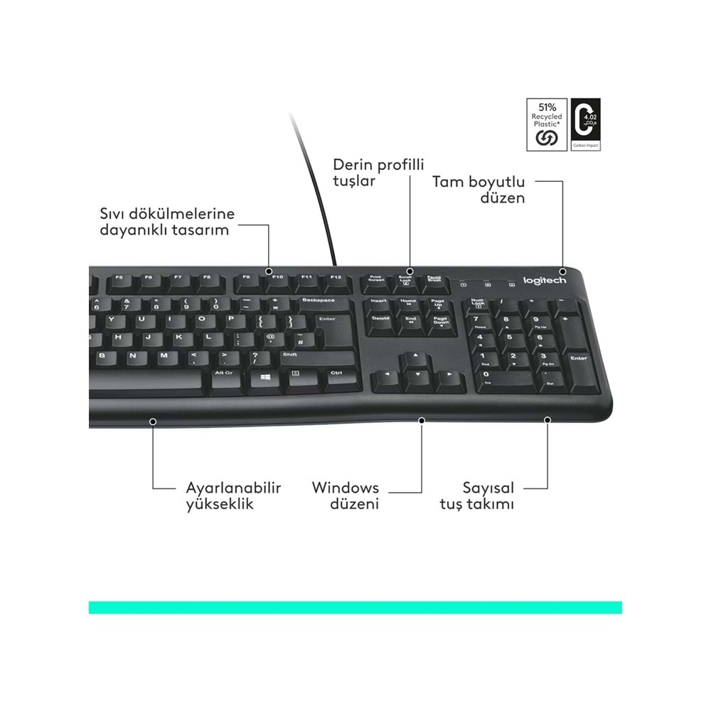 Logitech K120 Kablolu Q Klavye