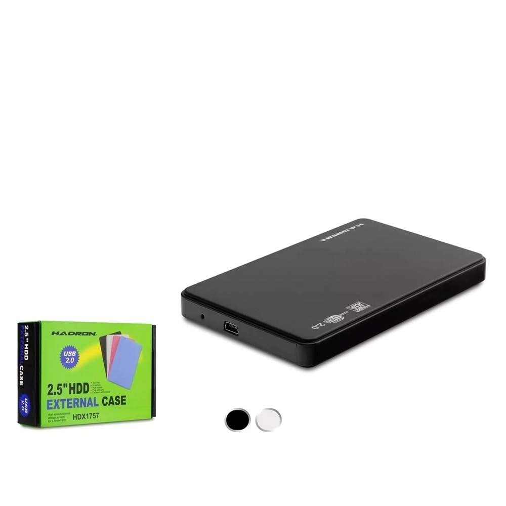 HADRON HDX1757 2.5 İnç SATA HDD/SSD Harici Disk Kutusu USB 2.0 - Siyah Beyaz