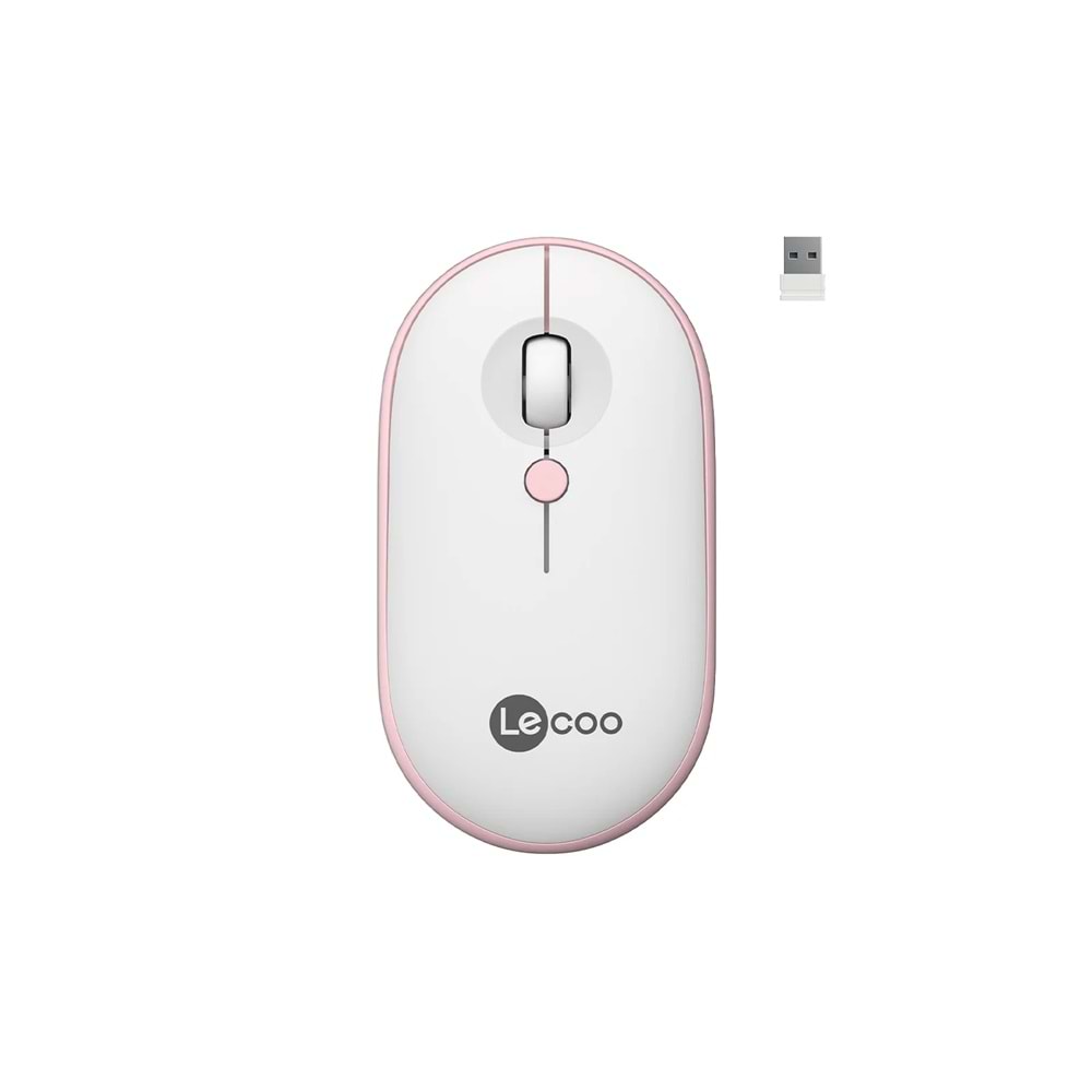 Lecoo WS212 Kablosuz 1600DPI 4 Tuşlu Optik Mouse Beyaz & Pembe