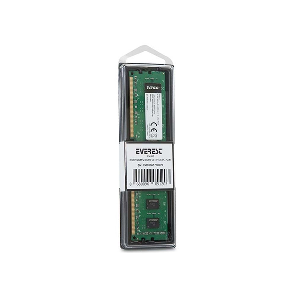 Everest RM-83 8Gb Masaüstü 1600Mhz DDR3 CL9 16 Çip RAM